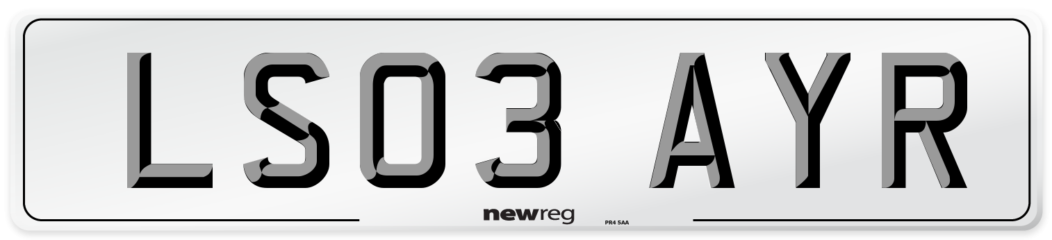 LS03 AYR Number Plate from New Reg
